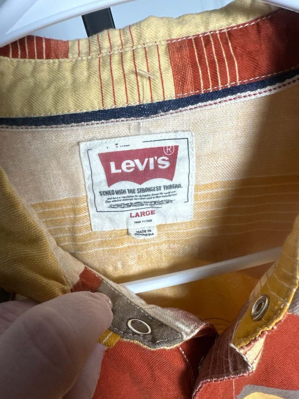 Levi's Men's Multi-Color Stripe Pearl Snap Western Shirt Large#181 - Picture 2 of 3